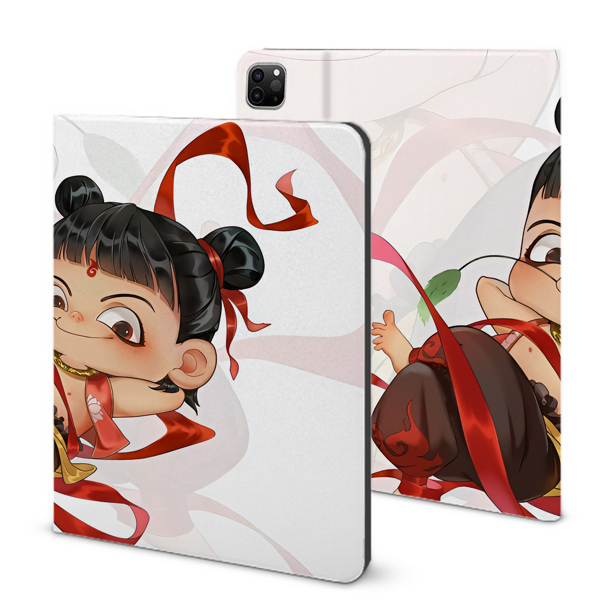 （画像用） Ne Zha 2 ナタ 魔童の大暴れ IPad ケース ブック型 PUレザー TPU 耐衝撃 軽量 薄型 ペン収納なし 全面保護 IPad 各モデル対応